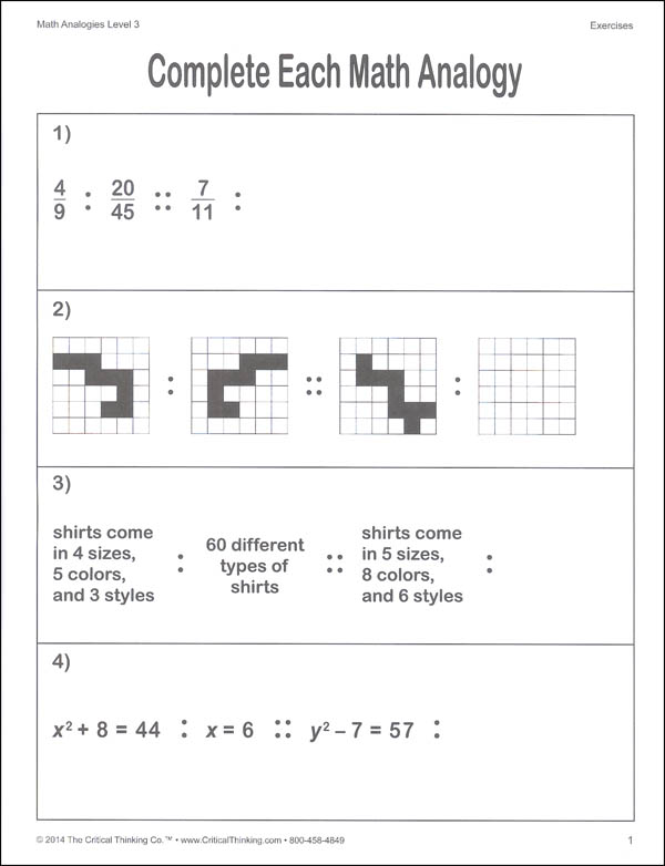 critical thinking math analogy