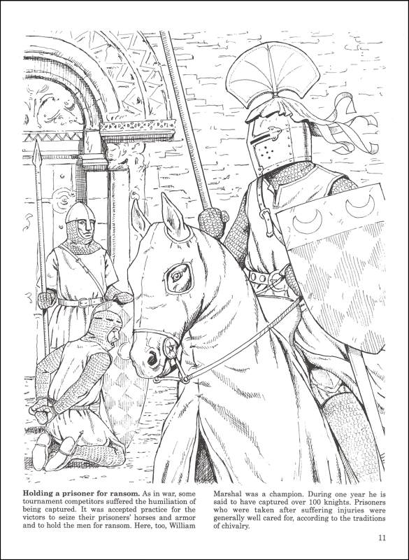 Medieval Jousts and Tournaments Coloring Book | Dover Publications