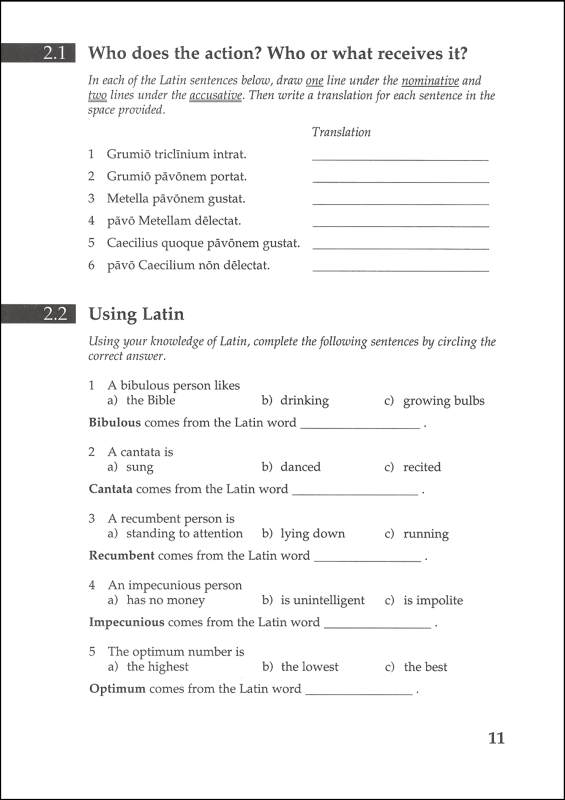 cambridge latin course worksheets