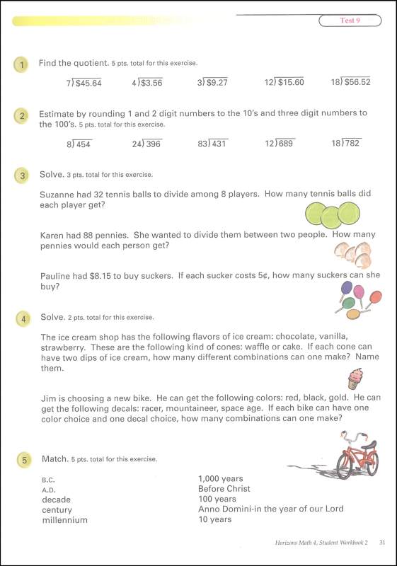 Horizons Math 4 Workbook Two | Alpha Omega Publications | 9781580959872