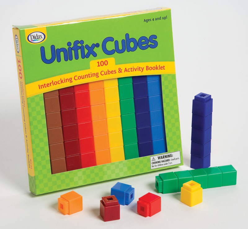 Unifix Cubes, 100 (10 each of 10 colors) with Activity Booklet | Didax