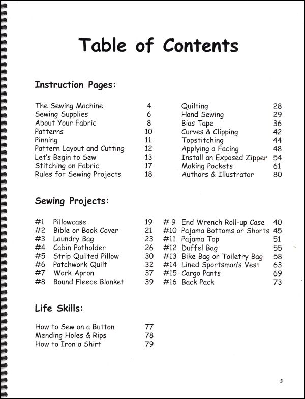 Buckles & Bobbins Beginning Sewing Book for Boys Bunkhouse Books