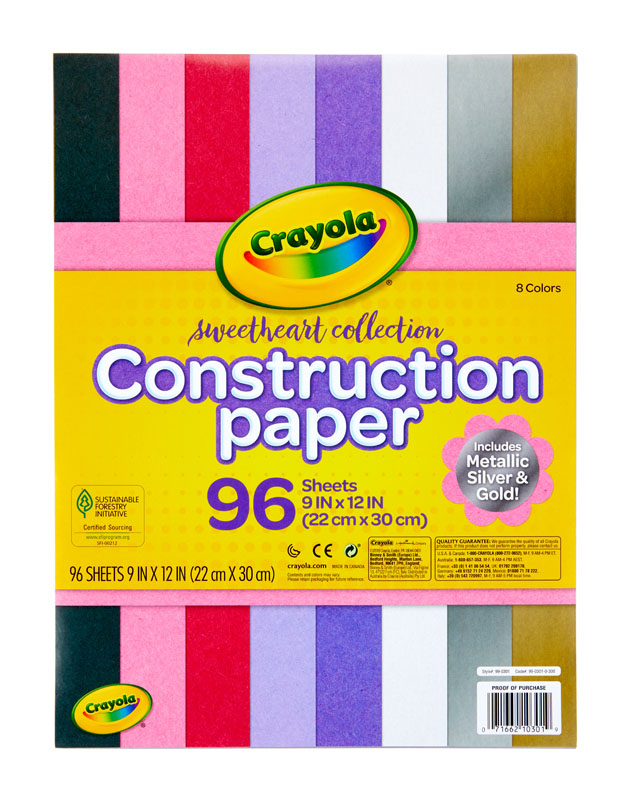 Crayola Construction Paper, Sweetheart Collection 96 count