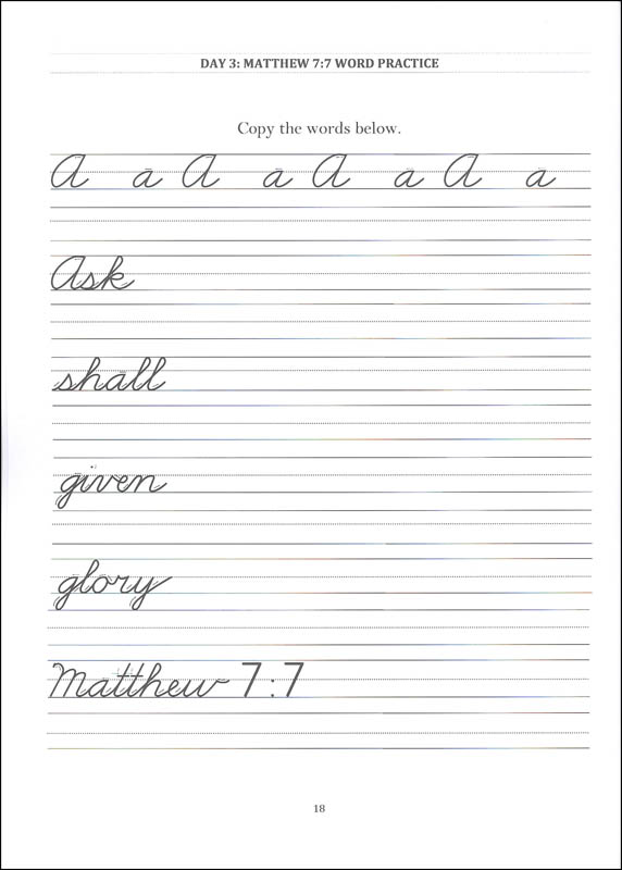 Handwriting Practice from the Bible! Book 3 (Cursive) | Brookdale House ...