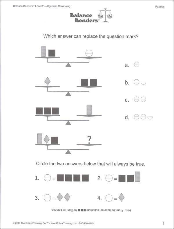 Balance Benders Level 2 | Critical Thinking Company | 9781601442277