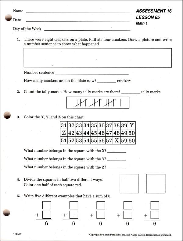 Saxon Math 1 Student Workbooks Fact Cards Saxon Publishers 9780939798810