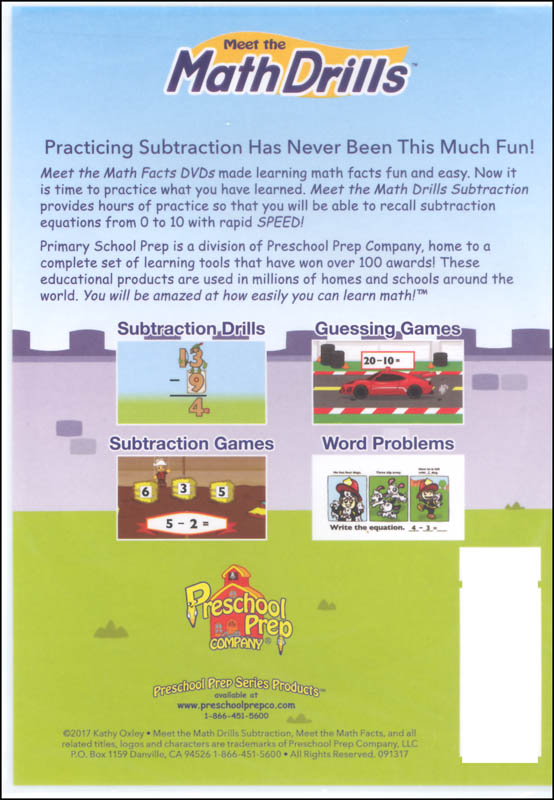 Meet the Math Drills DVD - Subtraction | Preschool Prep Company