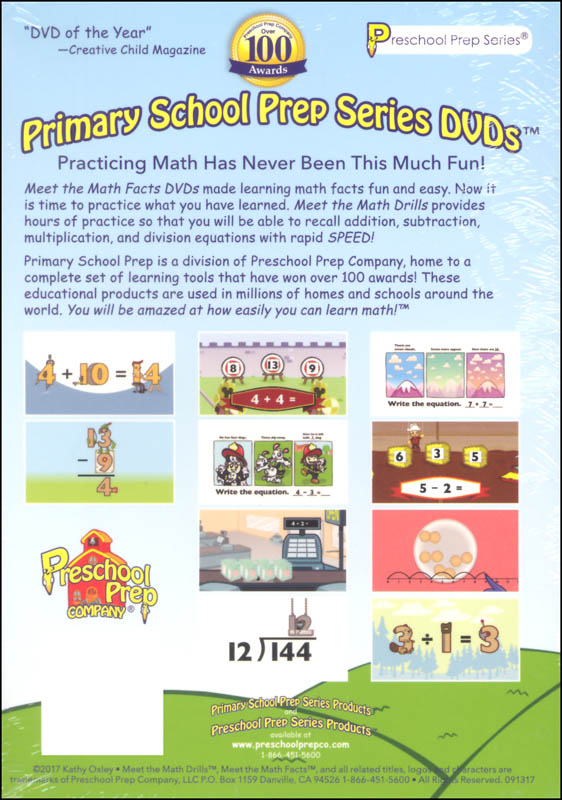 Meet The Math Facts 4 Dvd Box Set Addition Subtraction Multiplication Division Preschool Prep Company