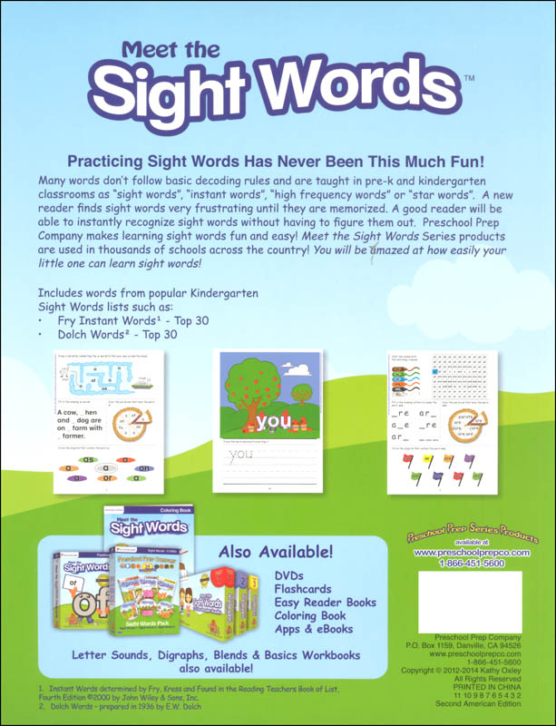 Meet the Sight Words Workbook | Preschool Prep Company | 9781935610410