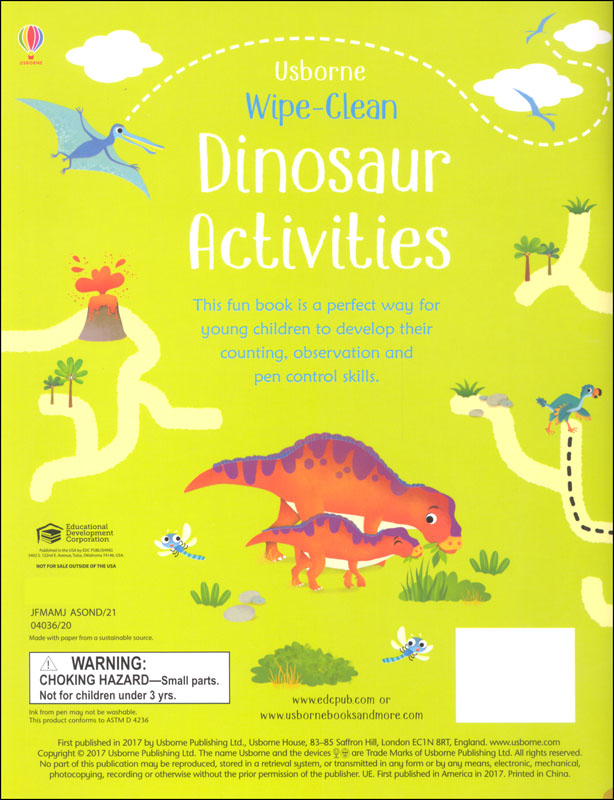 wipe clean dinosaur activities usborne