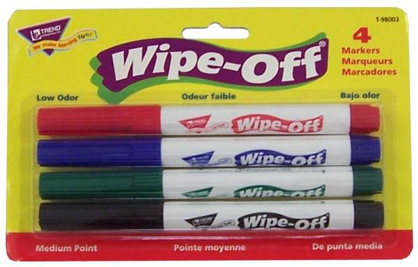 Trend Wipe Off Markers (4 Assorted)