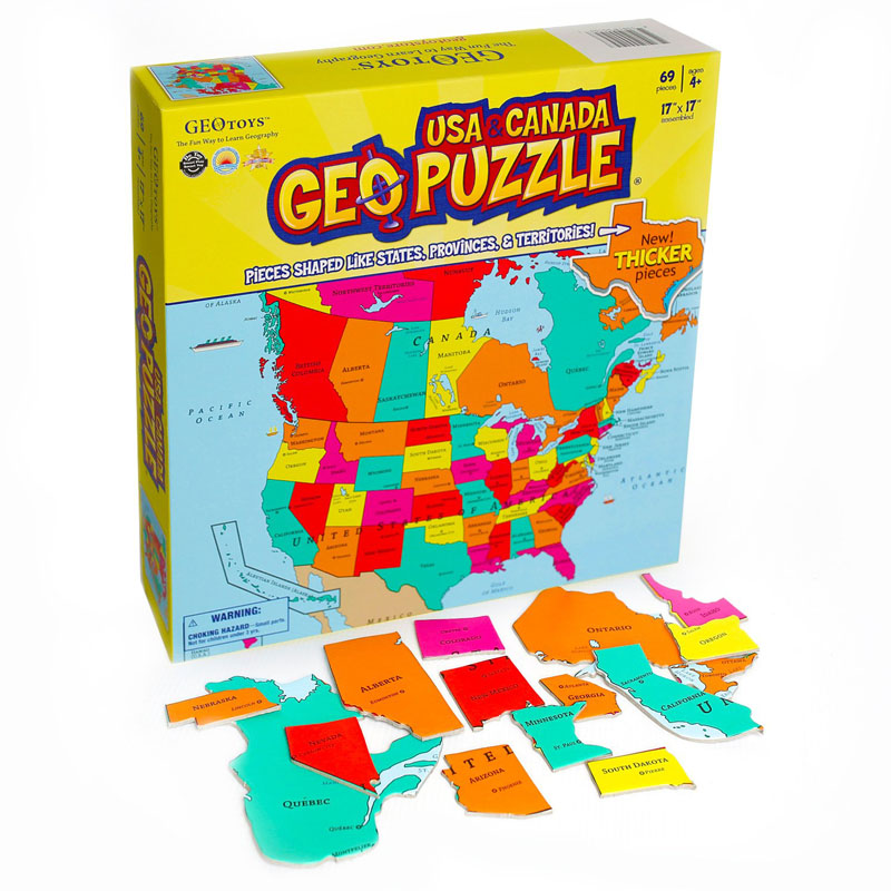 Geotoys USA Canada Geography Puzzle Map 17in X 17in Jigsaw 69 Pcs for sale online