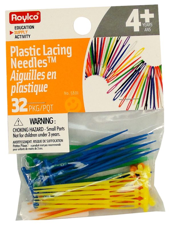 Lacing Needles, Plastic, Rounded Tip, 32/pkg