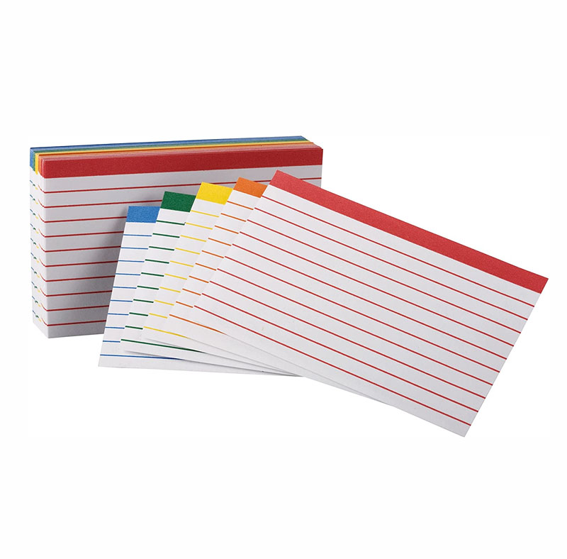 Oxford Color-Coded Ruled Index Cards 3"x5" (100 cards)