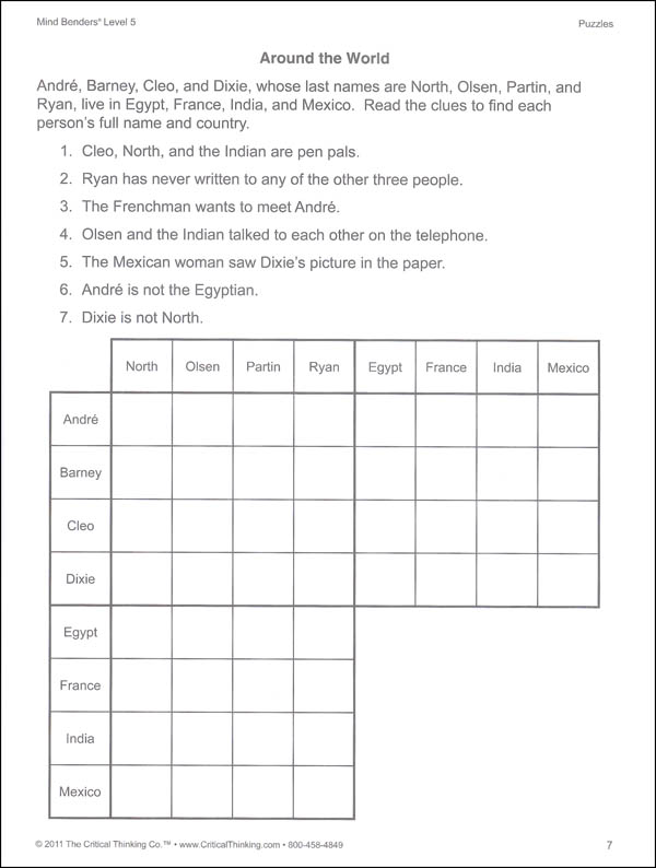 Mind Benders Book 5 (Deductive Thinking Skills) | Critical Thinking ...