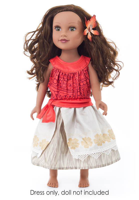 Polynesian Princess Doll Dress with Hair Clip