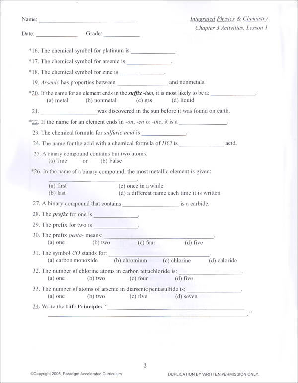 Integrated Physics and Chemistry Chapter 3 Activities | Paradigm ...