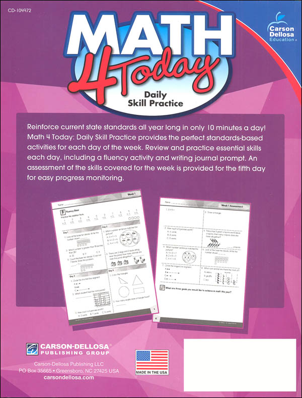 Math 4 Today - Grade 2 | Carson-Dellosa | 9781483841618
