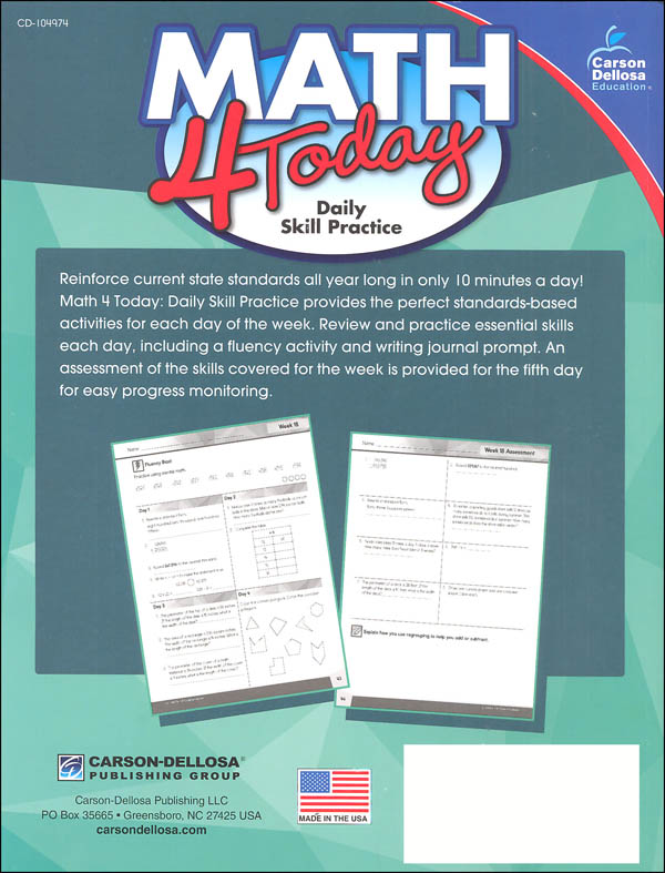 Math 4 Today - Grade 4 | Carson-Dellosa | 9781483841632