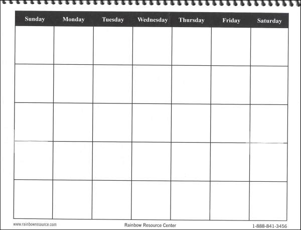 blank calendar in the think of things