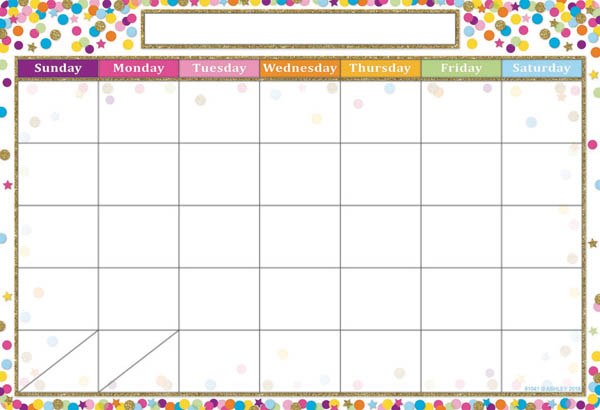 Confetti Calendar Smart Poly Chart Write-On/Wipe-Off
