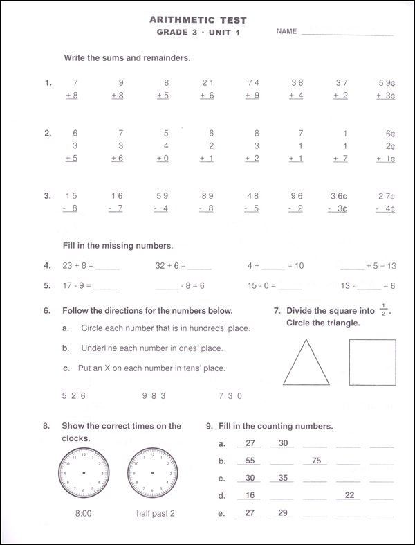Study Time Arithmetic - Tests and Drills, Grade 3