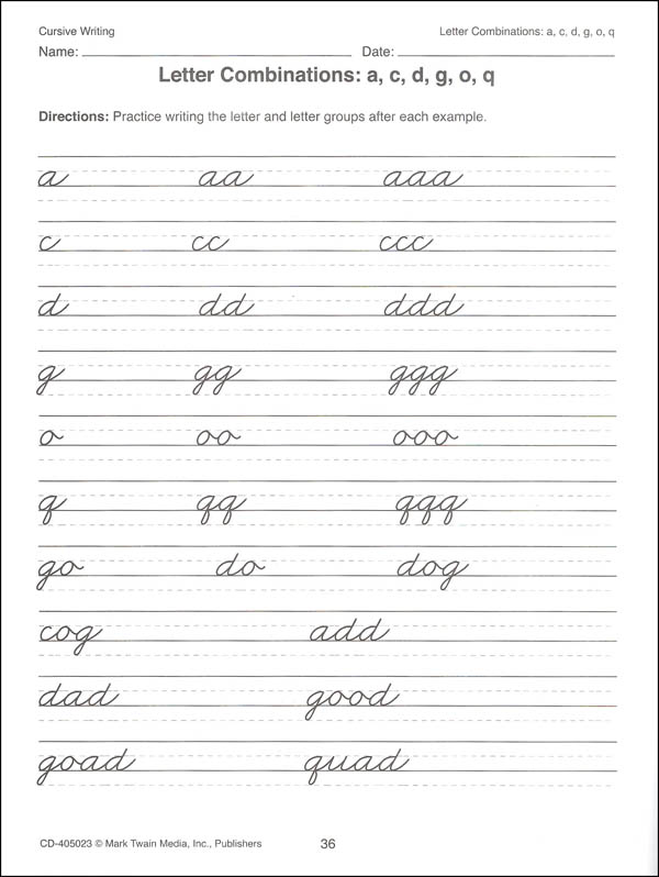 Cursive Writing: Instruction, Practice, and Reinforcement | Mark Twain ...