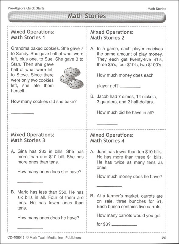 Pre-Algebra Quick Starts (Math Quick Starts) | Mark Twain Media ...