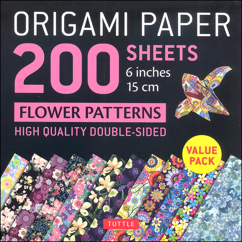 Origami Paper 200 Sheets Flower Patterns 6"