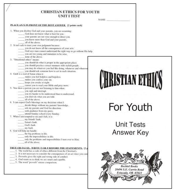 Christian Ethics Tests and Answer Key