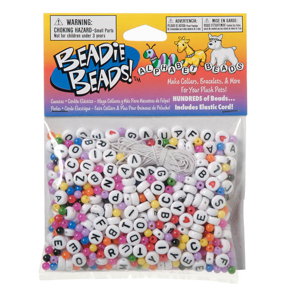 Beadie Beads Alphabet Beads Black & White with Heart Spacers