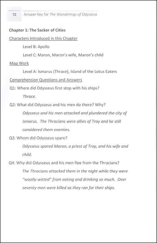 the wanderings of odysseus worksheet answers