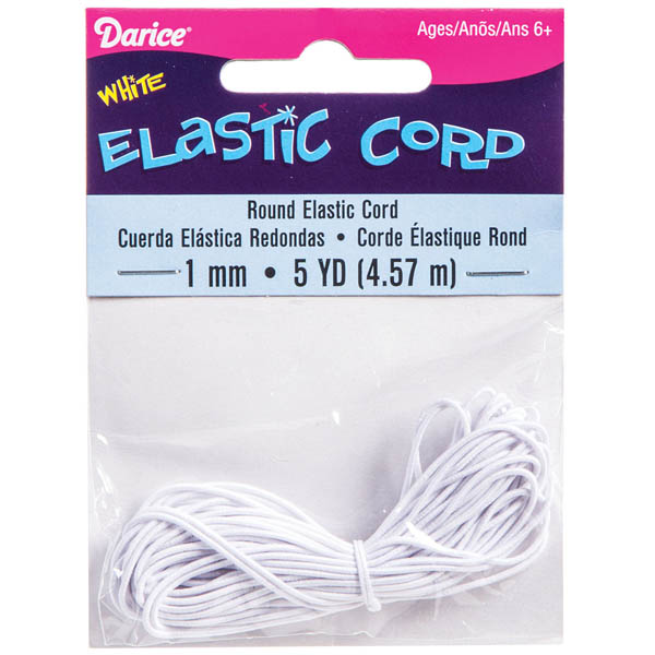 Elastic Cord - Round - White (1mm x 5 Meters)