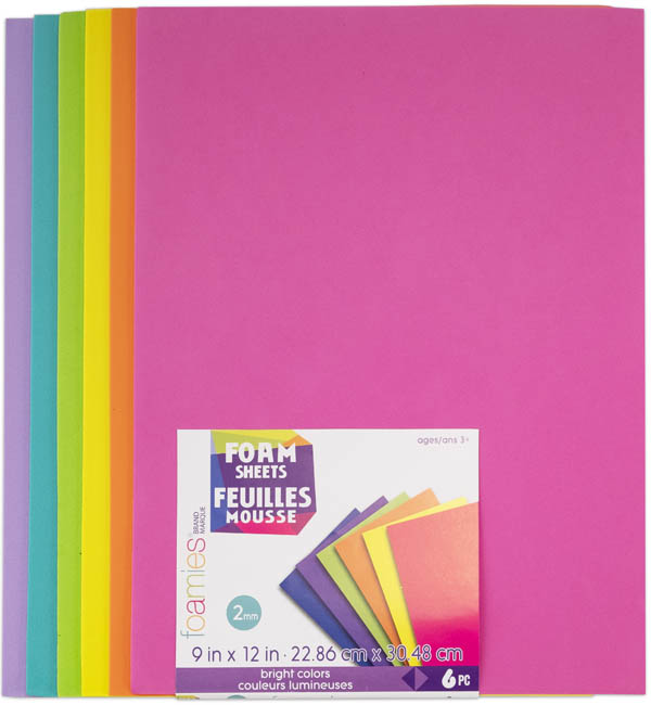 Foamies Sheets Bright Colors (9"x12") - 6 sheets