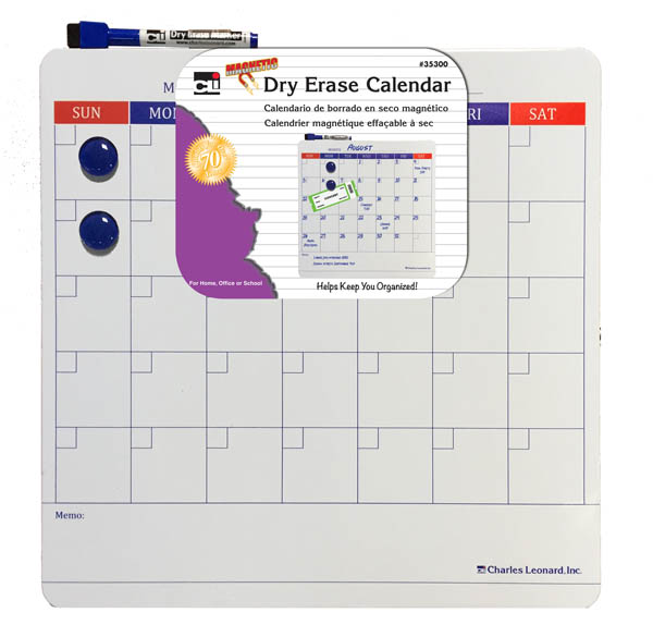Magnetic Dry Erase Calendar 14"x 14"