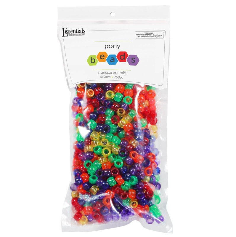 Pony Beads Transparent Mix - 750 piece pack
