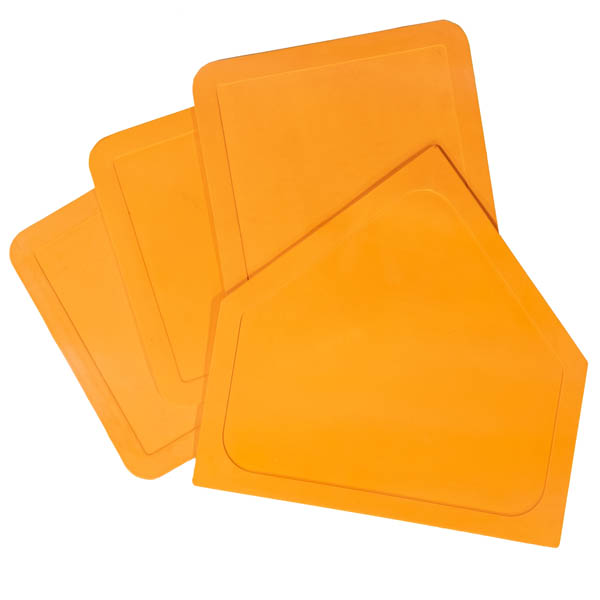 Throw-down Home Plate & 3 Base Set (Orange Rubber)