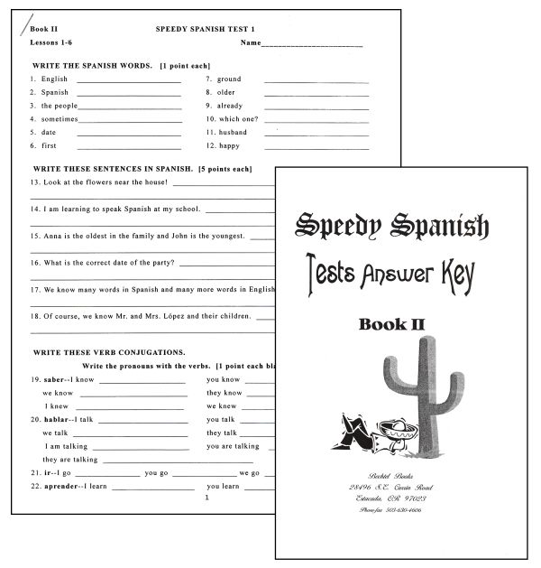 Speedy Spanish Book 2 Tests and Answer Key