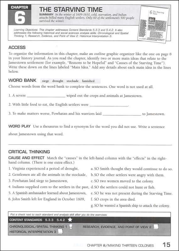 Making 13 Colonies Student Study Guide (History of US Book2) CA Edition