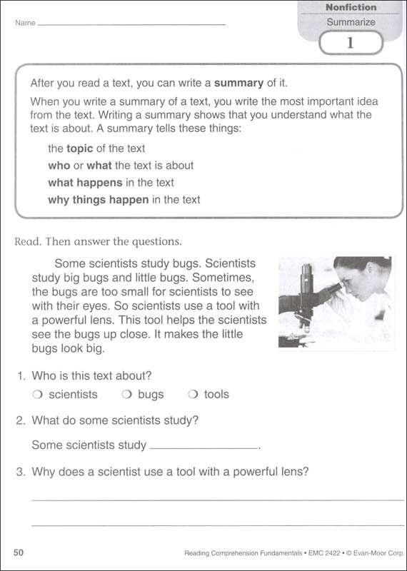 reading comprehension fundamentals grade 2 evan moor 9781629384610