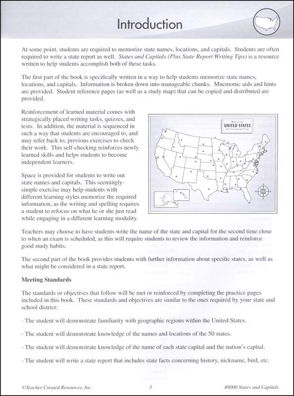 States and Capitals Grades 4-5 | Teacher Created Resources | 9781420680003