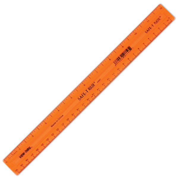 Safe-T Ruler, Orange, Translucent (12"/30CM)