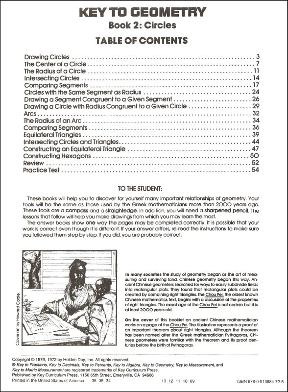 Key to Geometry Book 2 Circles Key Curriculum Press 9780913684726