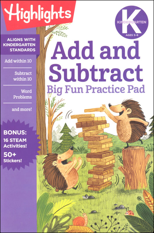 Kindergarten Add and Subtract Big Fun Practice Pad