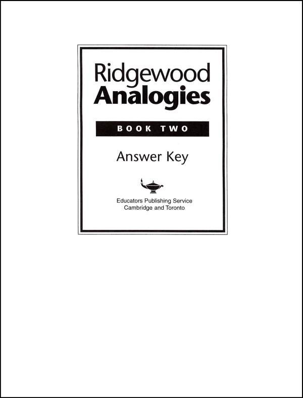 Ridgewood Analogies Book 2 Teacher Guide