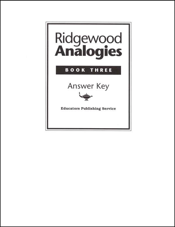 Ridgewood Analogies Book 3 Answer Key Educators Publishing Service