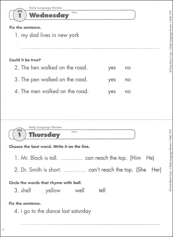 Daily Language Review Grade 1 Evan Moor 9781557996558