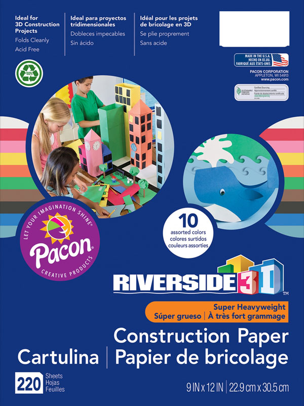 Riverside 3D Construction Paper Assorted Colors (9" x 12")