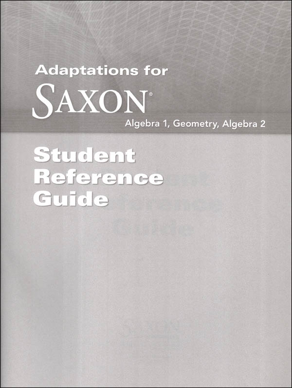 Saxon Math Student Reference Guide Adaptation Saxon Publishers