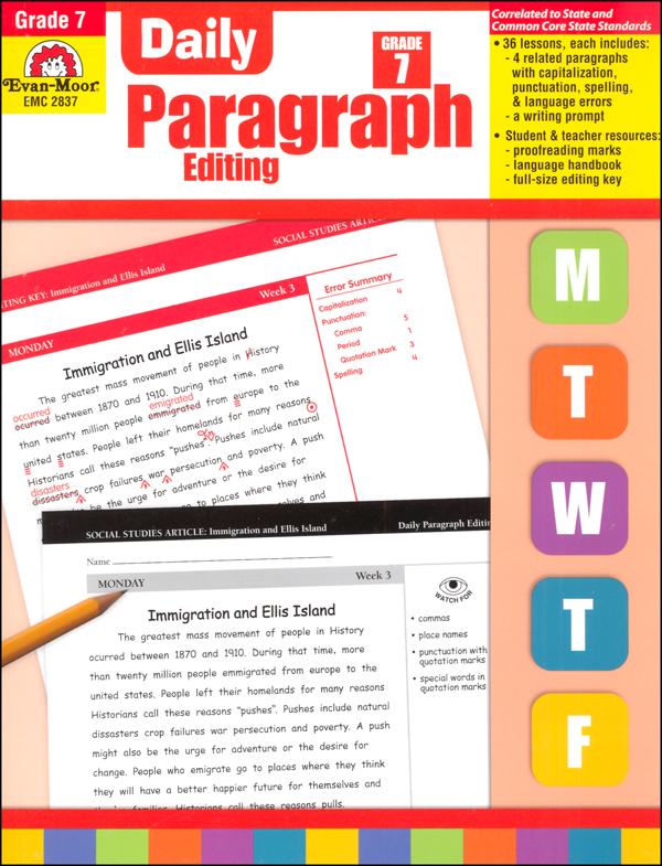 Daily Paragraph Editing Grade 7 Evan Moor 9781609638320